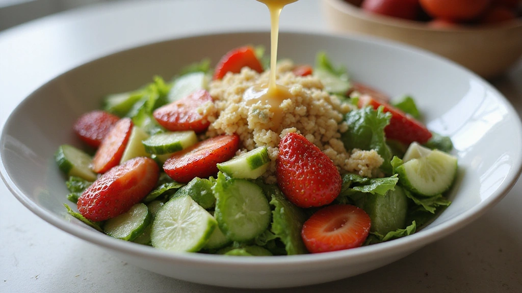 Hydration Hero: The Refreshing Strawberry Cucumber Salad for Summer BBQs - Step 5: Add Dressing to Salad