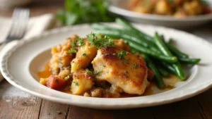 Set It and Forget It Dinner: Slow Cooker Chicken and Stuffing with Green Beans