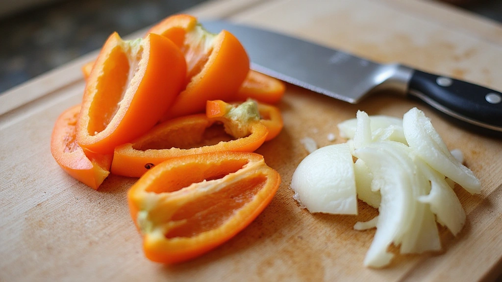 Taco Tuesday Transformation: Simple Air Fryer Chicken Fajitas (Tender & Juicy) - Step 2: Slice Vegetables