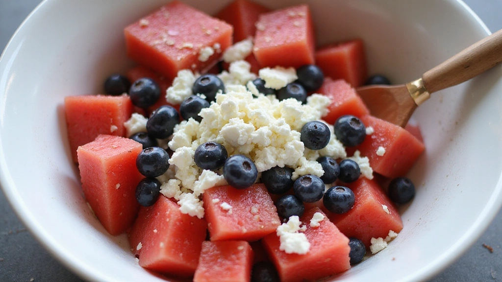 The Ultimate Summer Salad: Watermelon Blueberry Feta Salad (Sweet & Savory) - Step 4: Combine Ingredients