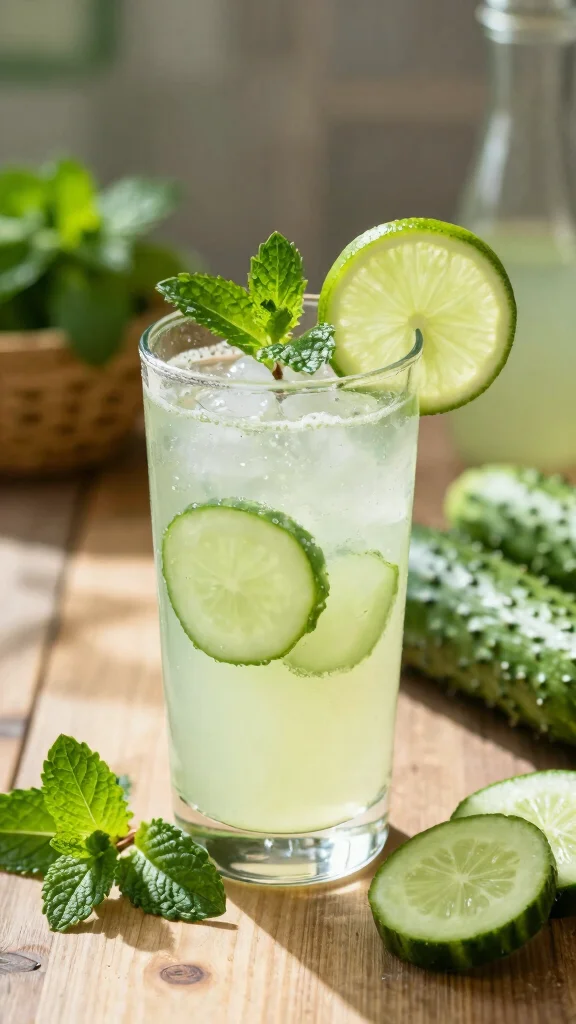 10 Anti-Inflammatory Juice Recipes with Turmeric and Ginger - 6. Cucumber Mint Ginger Juice 1