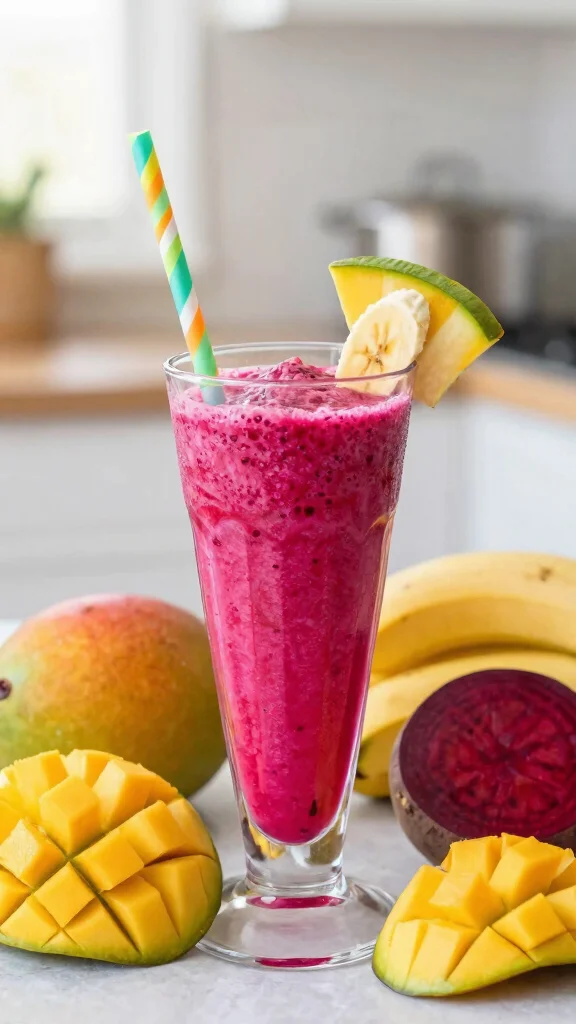 10 Beet Juice Recipes for a Bright and Earthy Health Boost - 6. Tropical Beet and Mango Smoothie 1