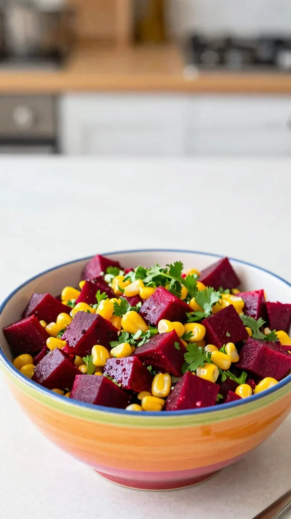 10 Beetroot Salads That Are Fresh and Colorful - 10. Beetroot & Corn Salad 1