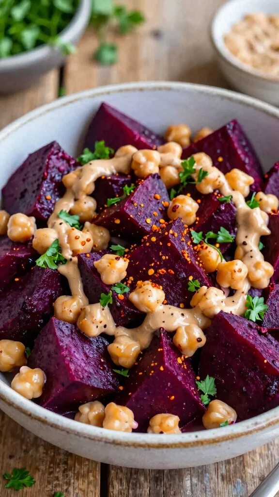 10 Beetroot Salads That Are Fresh and Colorful - 3. Spicy Beetroot & Chickpea Salad 1