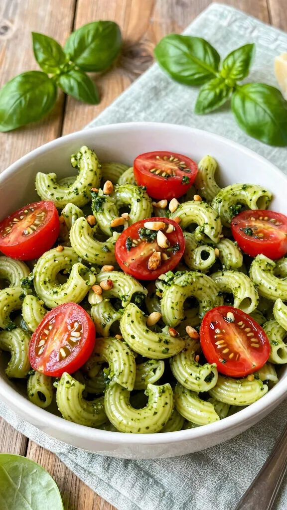 10 Creative Macaroni Salads for Potlucks and Family Gatherings - 3. Pesto Macaroni Salad 1