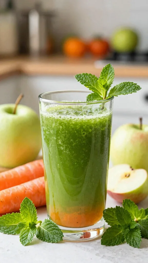 10 Delicious Carrot and Apple Juice Recipes for Everyday Health - 3. Carrot-Apple Mint Cooler 1