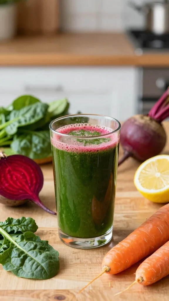 10 Detoxifying Juice Recipes with Beetroot and Carrot - 5. Beetroot and Carrot Green Juice 1