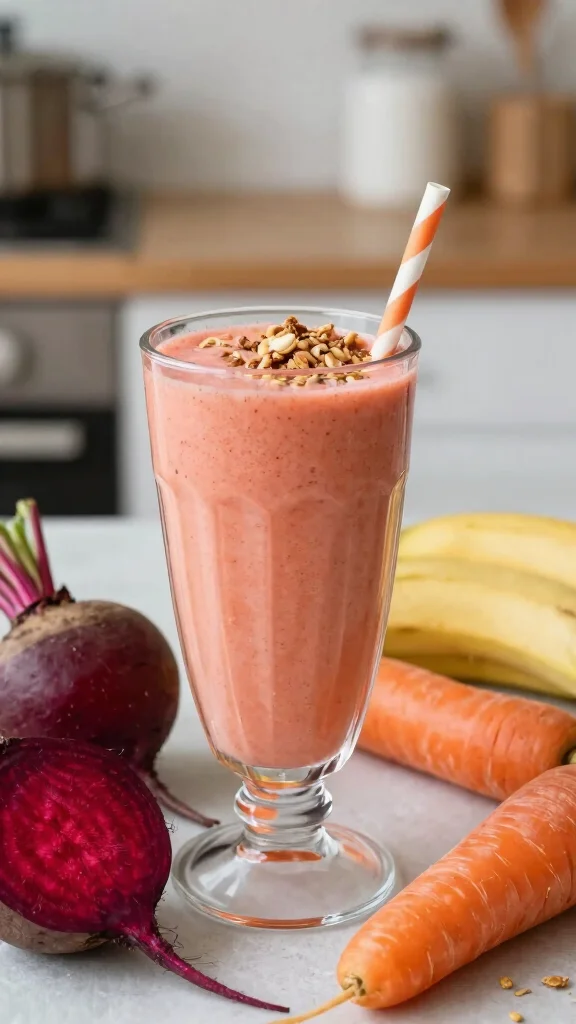 10 Detoxifying Juice Recipes with Beetroot and Carrot - 7. Creamy Beetroot and Carrot Smoothie 1