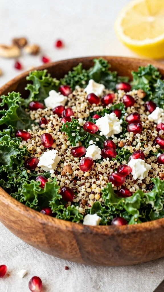 10 Green Salads That Go Beyond Basic Lettuce - 1. Quinoa and Kale Salad with Pomegranate 1