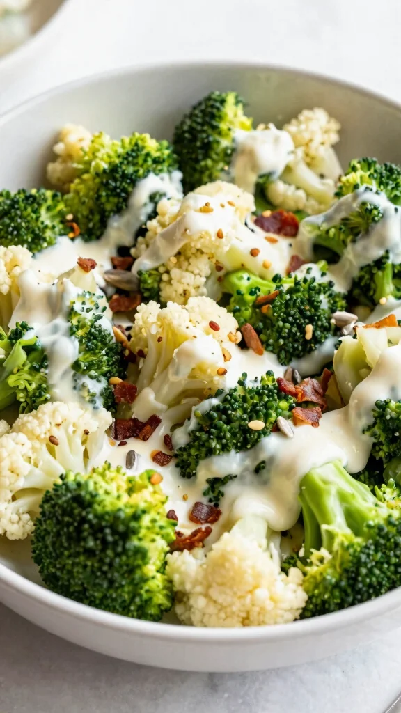 10 Green Salads That Go Beyond Basic Lettuce - 6. Broccoli and Cauliflower Salad with Creamy Dressing 1