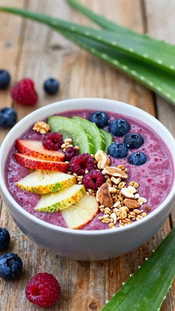 10 Healing Aloe Vera Juice Recipes for Skin and Digestion - 6. Berry Aloe Smoothie Bowl 1