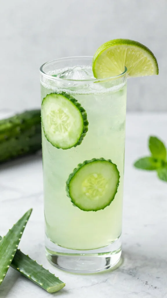 10 Healing Aloe Vera Juice Recipes for Skin and Digestion - 8. Aloe Cucumber Hydrator 1