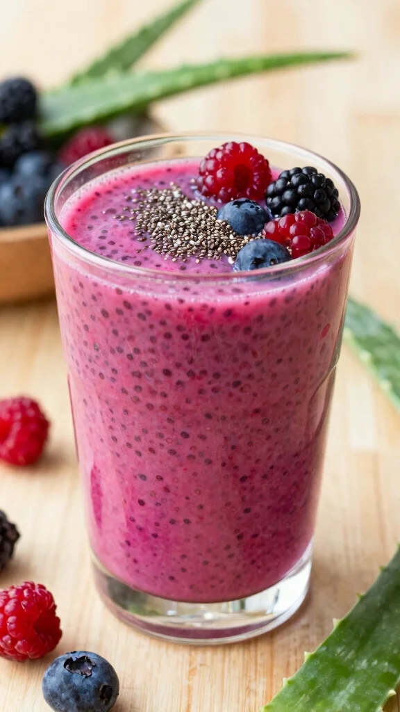 10 Healing Aloe Vera Juice Recipes for Skin and Digestion - 9. Aloe Berry Chia Seed Drink 1