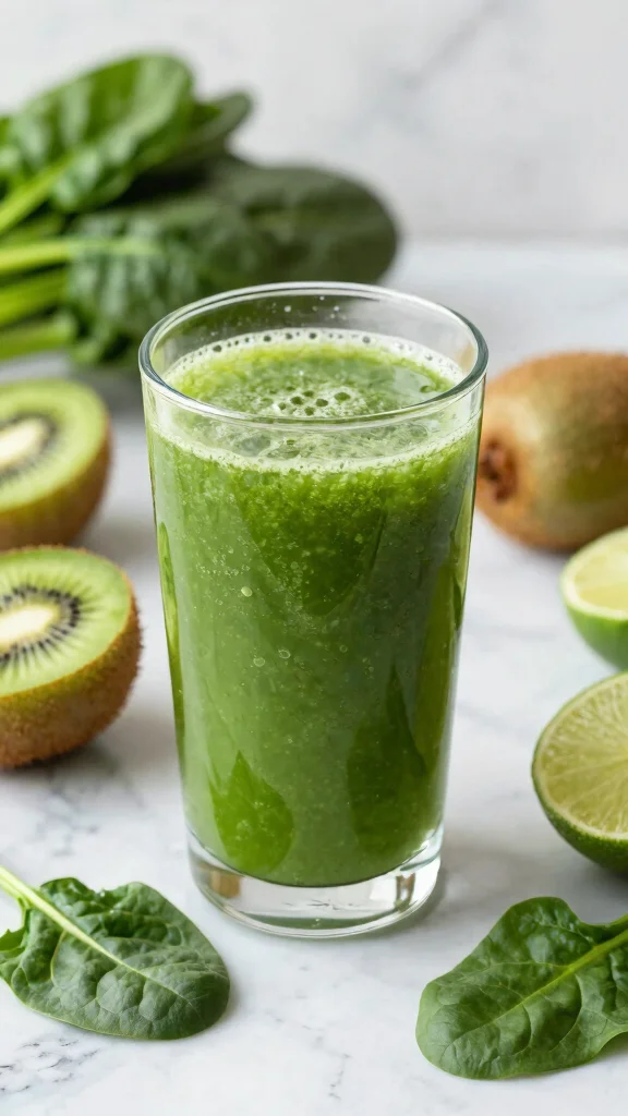 10 Heart-Healthy Juice Recipes to Lower Cholesterol Naturally - 9. Kiwi and Spinach Juice 1