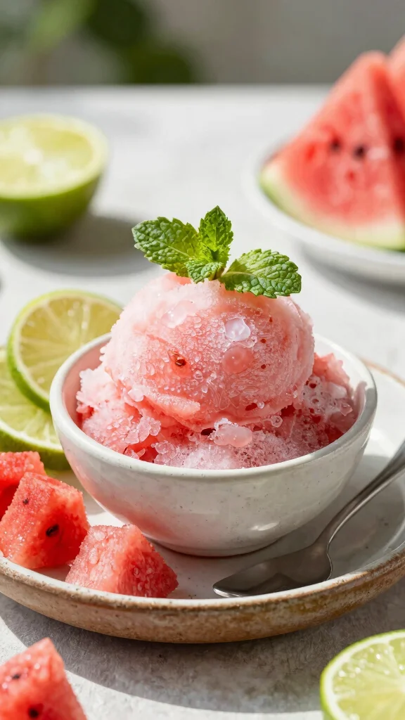 10 Hydrating Watermelon and Lime Juice Recipes for Hot Days - 4. Frozen Watermelon Lime Sorbet 1