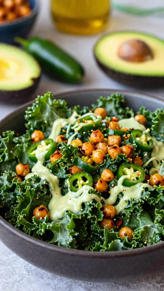 10 Kale Salads That Are Fresh, Crunchy, and Delicious​ - 9. Spicy Kale Salad with Chickpeas 1