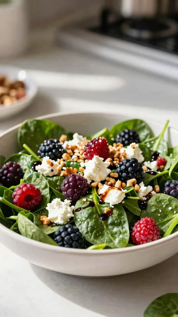 10 Low Carb Salads for Simple Healthy Eating - 10. Berry Spinach Salad with Goat Cheese 1