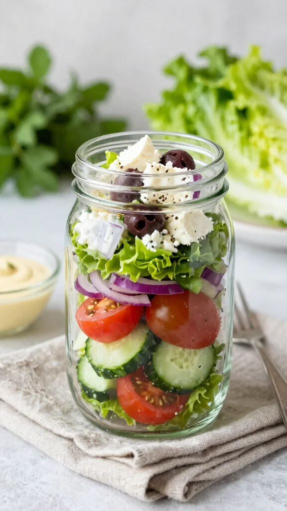 10 Mason Jar Salads for Busy Weekday Lunches - 1. Classic Greek Mason Jar Salad 1