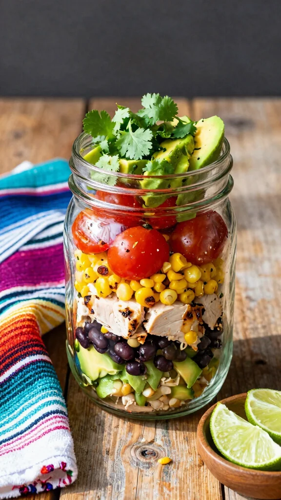 10 Mason Jar Salads for Busy Weekday Lunches - 2. Southwest Chicken Mason Jar Salad 1
