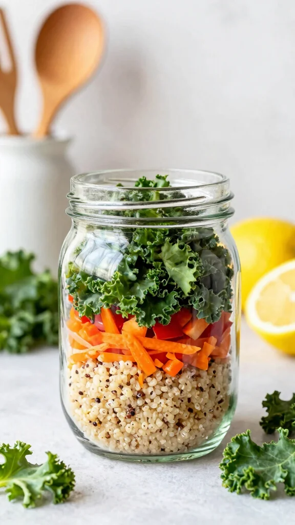 10 Mason Jar Salads for Busy Weekday Lunches - 3. Quinoa and Kale Mason Jar Salad 1