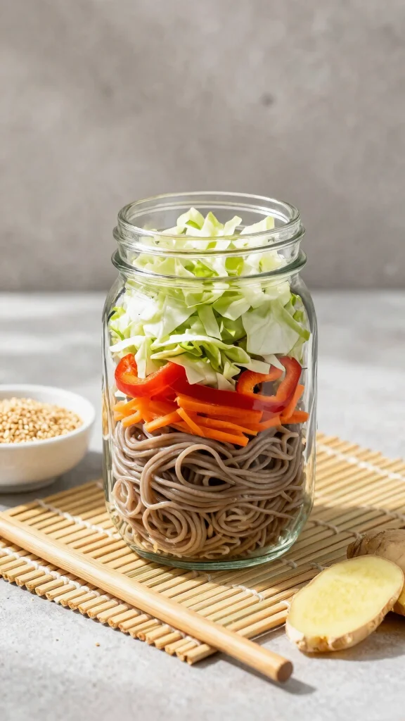 10 Mason Jar Salads for Busy Weekday Lunches - 4. Asian Noodle Mason Jar Salad 1