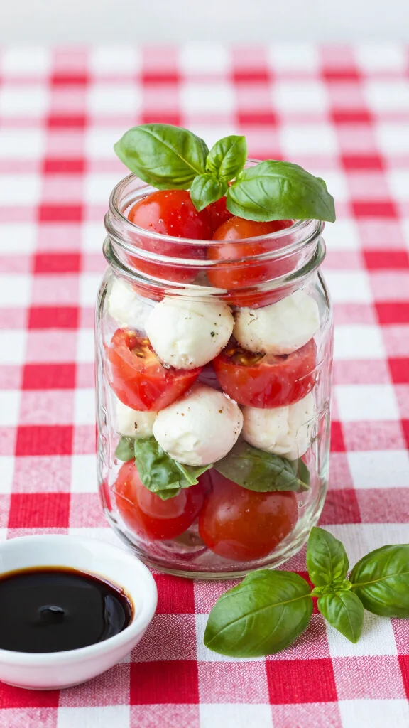 10 Mason Jar Salads for Busy Weekday Lunches - 5. Caprese Mason Jar Salad 1