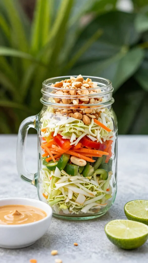 10 Mason Jar Salads for Busy Weekday Lunches - 9. Thai Peanut Mason Jar Salad 1