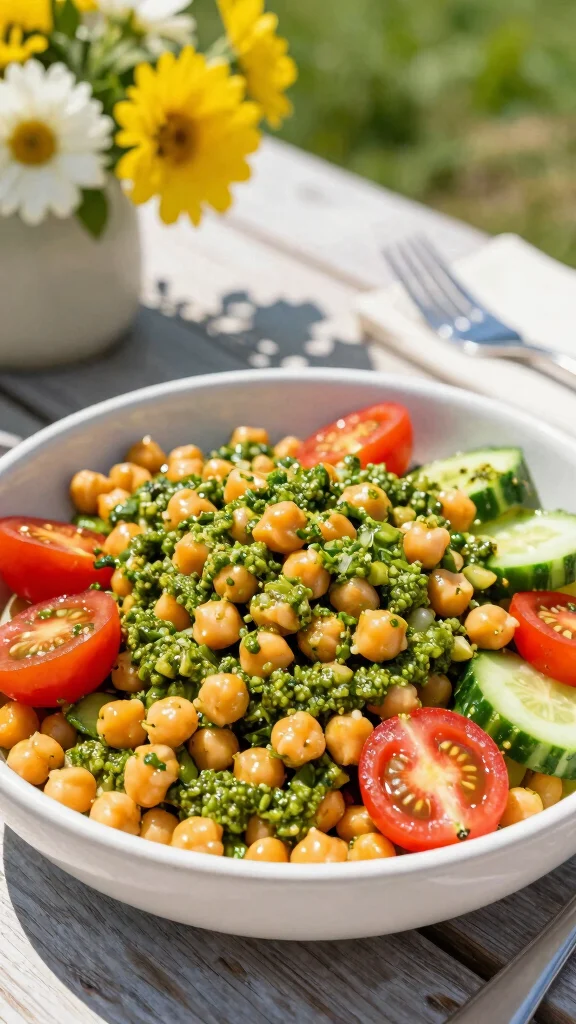 10 Picnic Salads That Travel Well and Taste Great - 10. Pesto Chickpea Salad 1