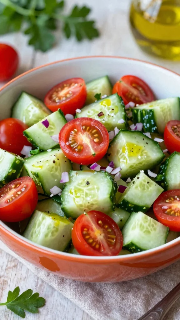 10 Salads to Go with Steak for an Easy Dinner Menu - 8. Cucumber and Tomato Salad 1