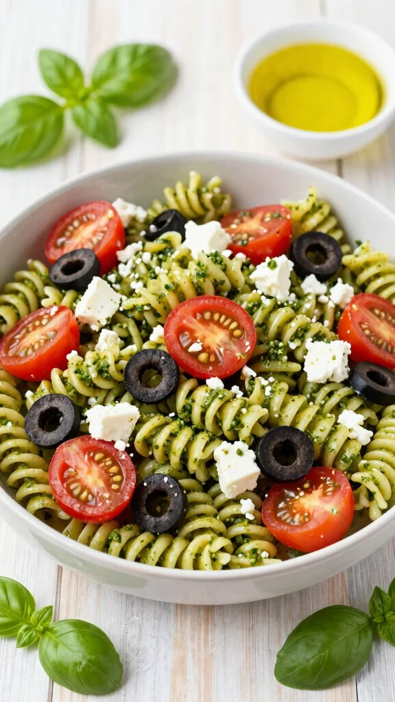 10 Salads with Feta Cheese for Quick Mediterranean Meals - 6. Pesto Pasta Salad with Feta 1