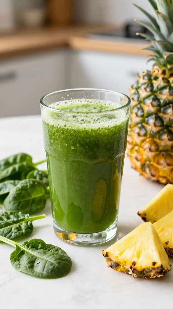 12 Detoxifying Juice Recipes for Acne and Clear Skin - 7. Spinach Pineapple Refresher 1