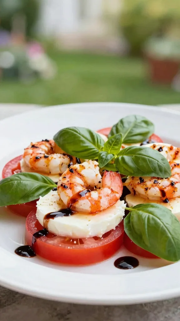 12 Filling Salads You Can Eat as a Full Meal - 10. Caprese Salad with Grilled Shrimp 1