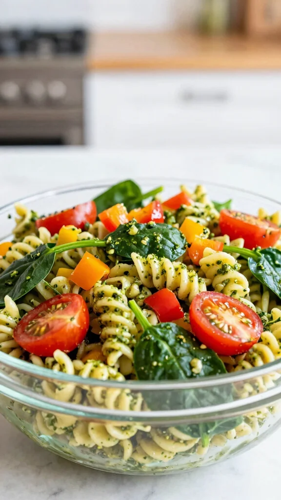 12 Filling Salads You Can Eat as a Full Meal - 8. Pesto Pasta Salad with Veggies 1