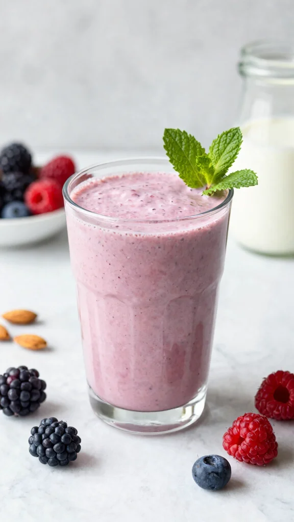 12 Healthy Juice Recipes Made with Real Fruits and Veggies - 11. Almond Milk and Berry Smoothie 1