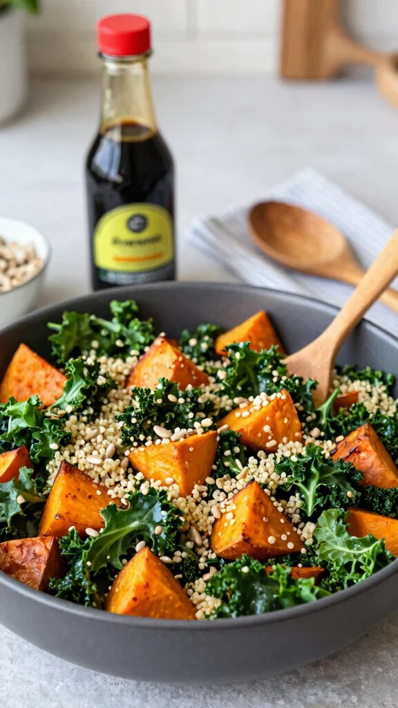 12 Healthy Salads Recipes for Easy Everyday Meals - 5. Roasted Sweet Potato and Kale Salad 1