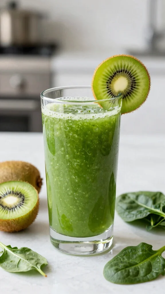 12 Heart-Healthy Juice Recipes to Lower Blood Pressure - 11. Kiwi Spinach Juice 1