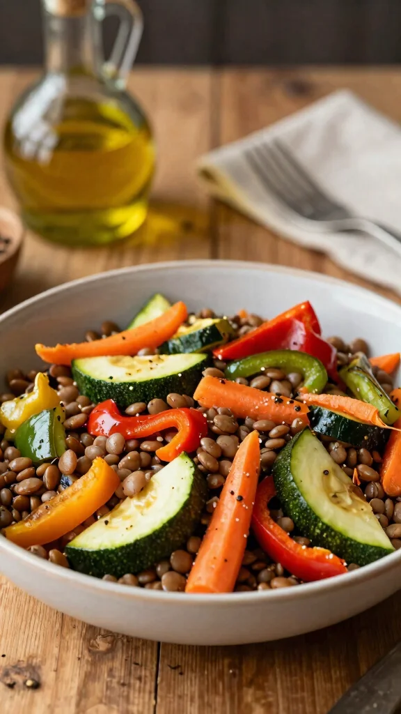 12 High Protein Salads That Keep You Full Longer - 5. Lentil and Roasted Vegetable Salad 1