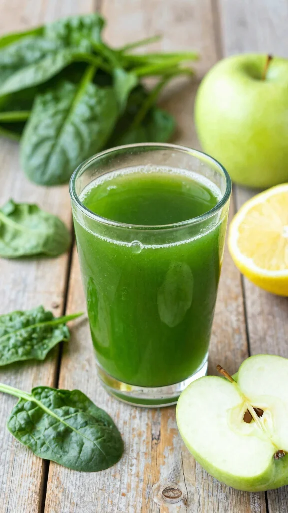 12 Juice Recipes for Beginners Using Simple Ingredients - 2. Green Spinach and Apple Juice 1