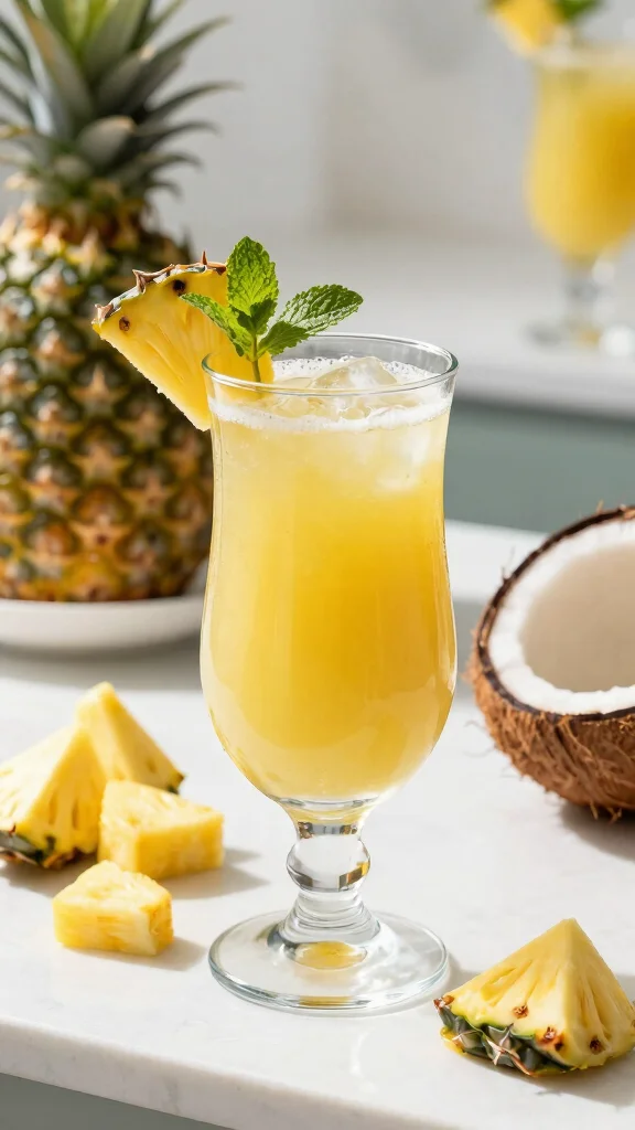 12 Juice Recipes for Beginners Using Simple Ingredients - 4. Tropical Pineapple and Coconut Juice 1