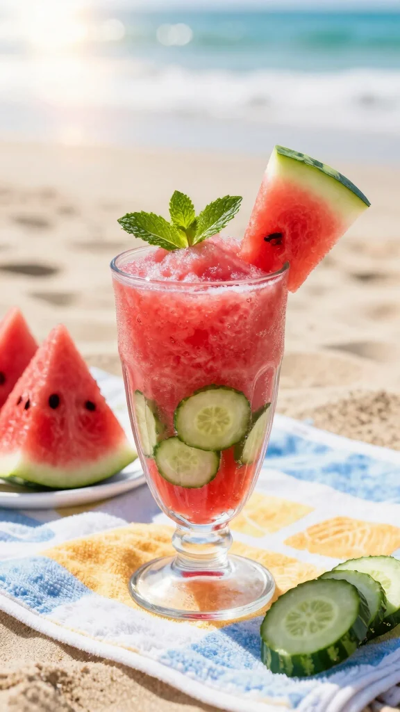 12 Refreshing Cucumber and Mint Juice Recipes for Summer - 5. Watermelon Cucumber Mint Slush 1