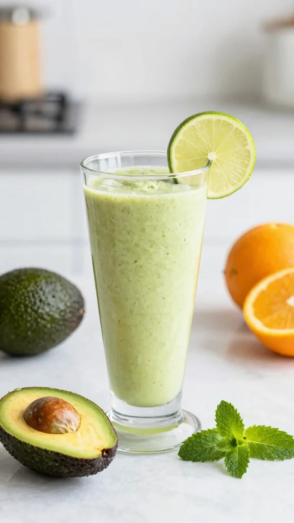 12 Refreshing Juice Recipes for Glowing, Radiant Skin - 10. Avocado Citrus Smoothie 1