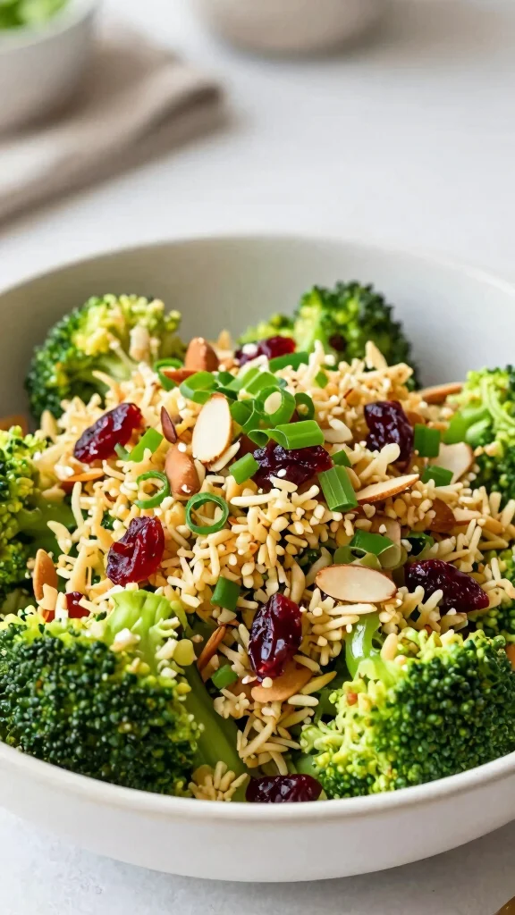 12 Salads Without Lettuce That Are Fresh and Flavorful - 12. Riced Broccoli Salad with Cranberries and Almonds 1