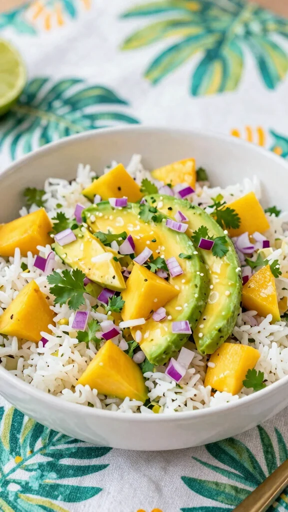12 Salads Without Lettuce That Are Fresh and Flavorful - 4. Rice Salad with Mango and Avocado 1