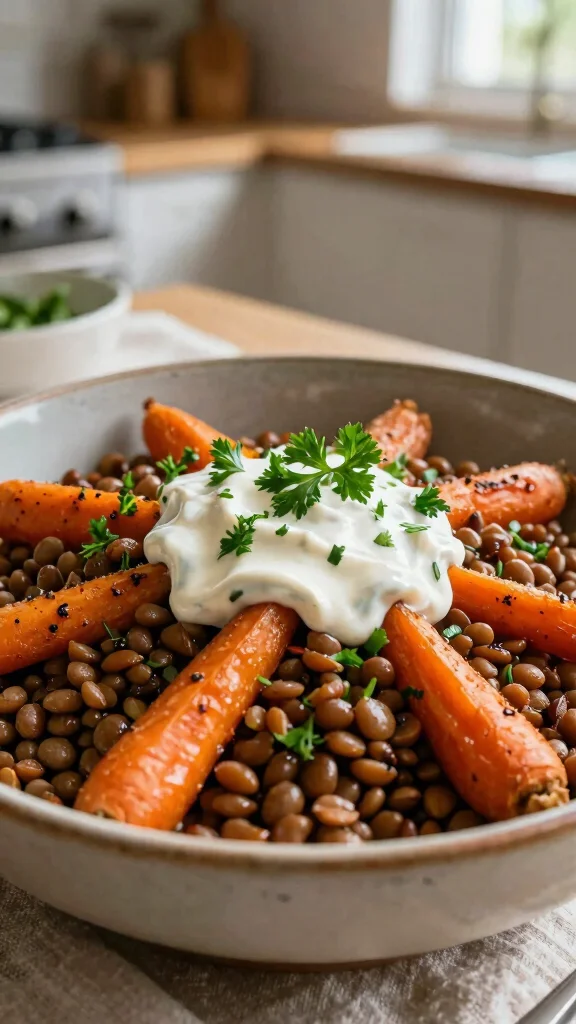 12 Salads Without Lettuce That Are Fresh and Flavorful - 5. Lentil Salad with Roasted Carrots and Tahini Dressing 1