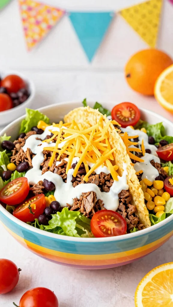 12 Salads and Dressings for Crisp Homemade Meals - 11. Taco Salad with Spicy Ranch Dressing 1
