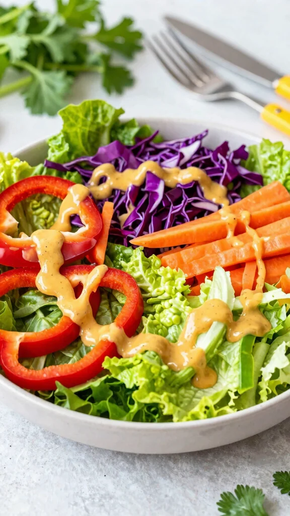 12 Salads and Dressings for Crisp Homemade Meals - 12. Rainbow Salad with Honey Mustard Dressing 1