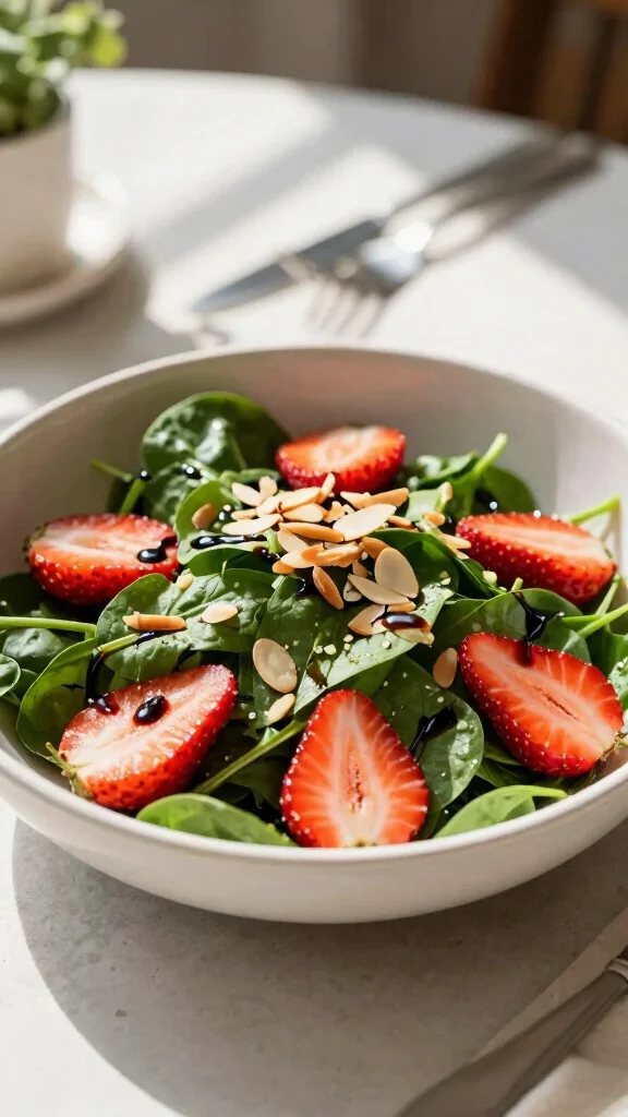 12 Salads and Dressings for Crisp Homemade Meals - 3. Spinach and Strawberry Salad with Balsamic Reduction 1