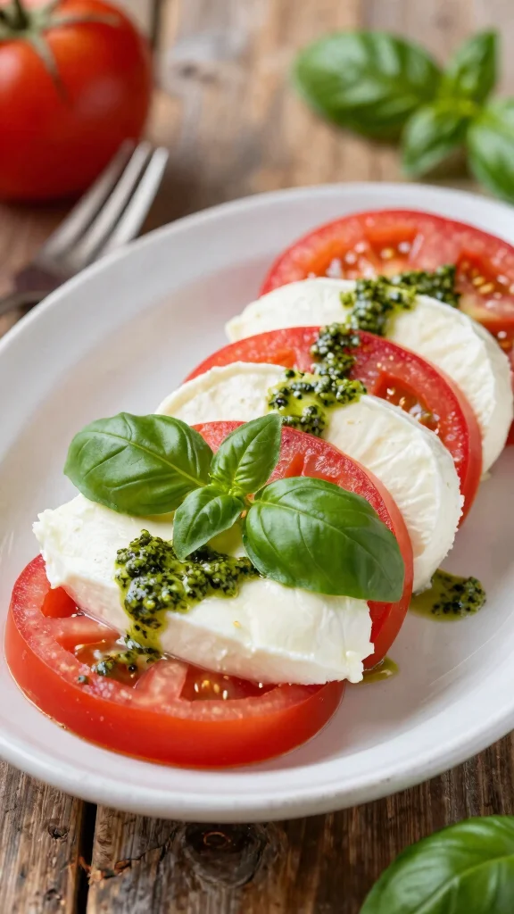 12 Salads and Dressings for Crisp Homemade Meals - 5. Caprese Salad with Basil Pesto Dressing 1