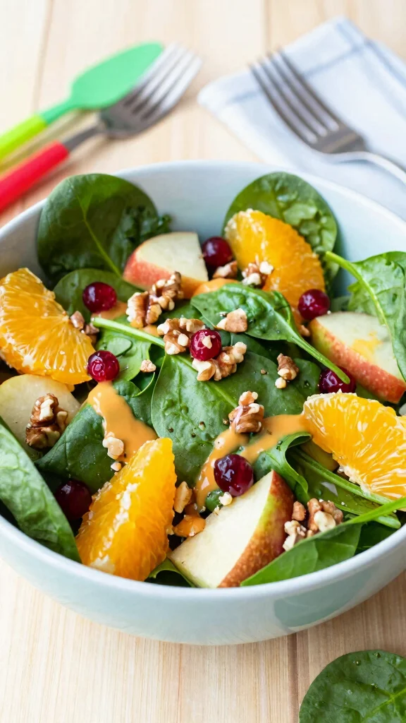 12 Salads and Dressings for Crisp Homemade Meals - 8. Fruity Spinach Salad with Orange Dressing 1