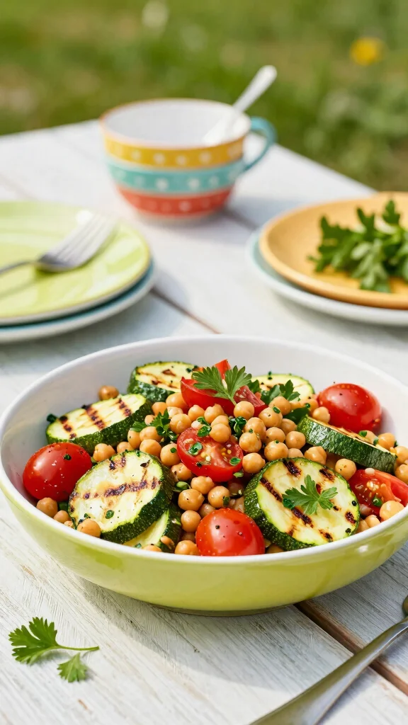 12 Salads for BBQ Parties and Summer Cookouts - 11. Zesty Chickpea Salad with Grilled Zucchini 1